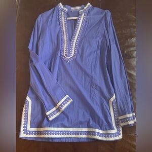 Tory Burch purple and Cream Embroidered Top new